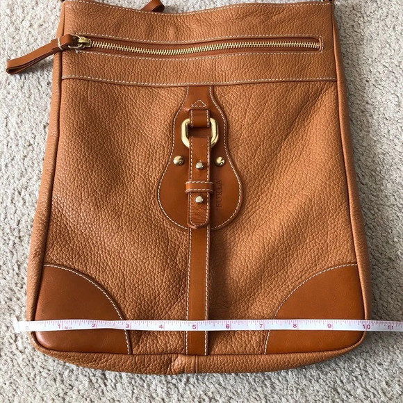 Furla Orange Brown Pebbled Leather Crossbody Bag - Picture 11 of 15
